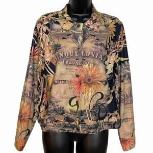 VTG 90s Y2K ART NOUVEAU GRAPHIC PRINT JACKET BY IMPULSE RETRO FAIRY WHIMSIGOTH S